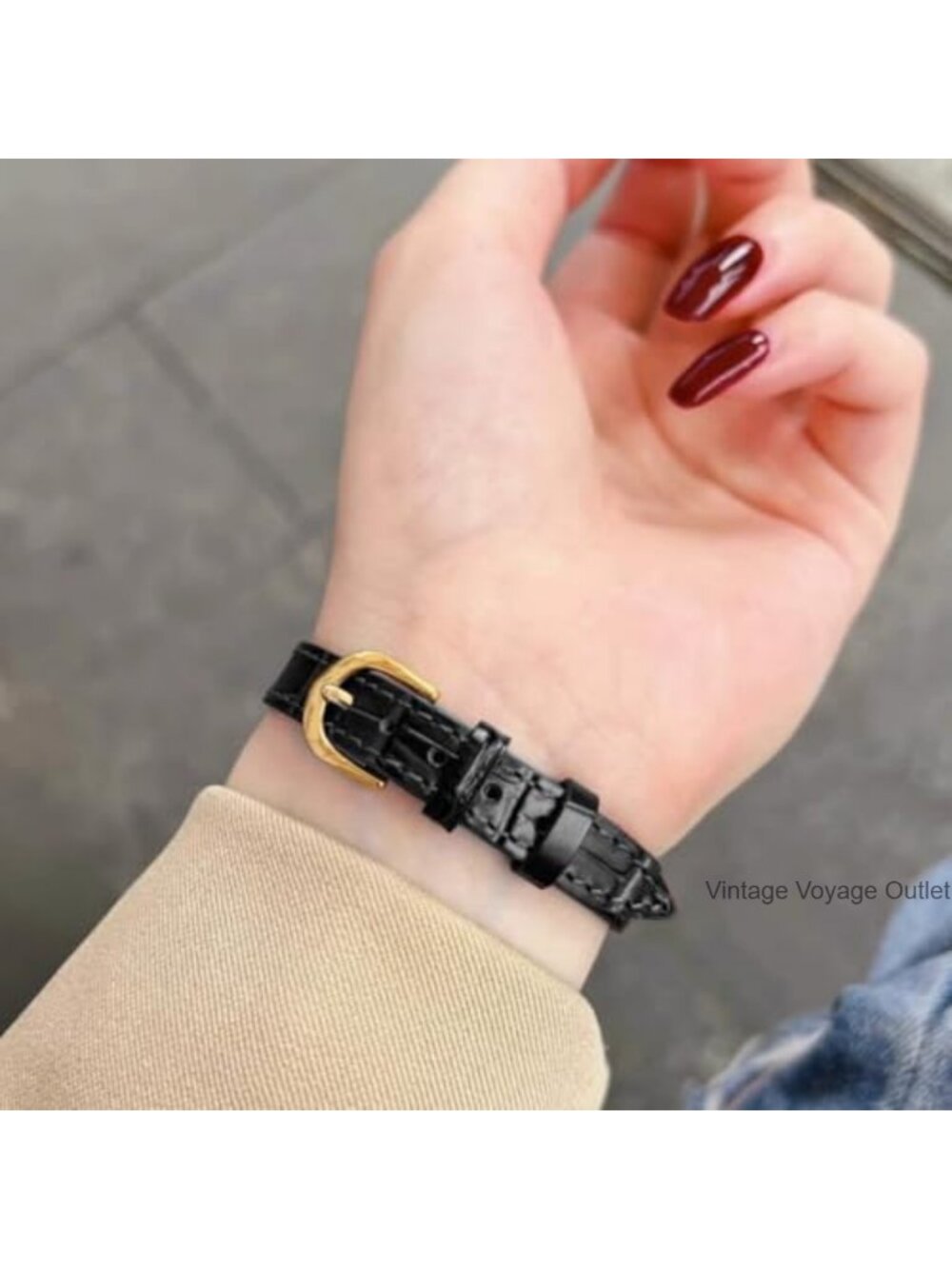 Genuine Leather Wrap Bracelet Gold Stainless Steel Buckle Adjustable Cuff